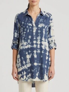Velvet Heart Aiden Indigo Tie Dye Pullover High Low Tunic